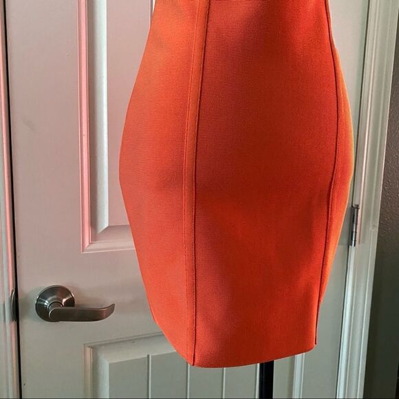 Herve Leger x Forever 21 One Shoulder Cutout Mini Dress Coral Orange NWT - Picture 5 of 16